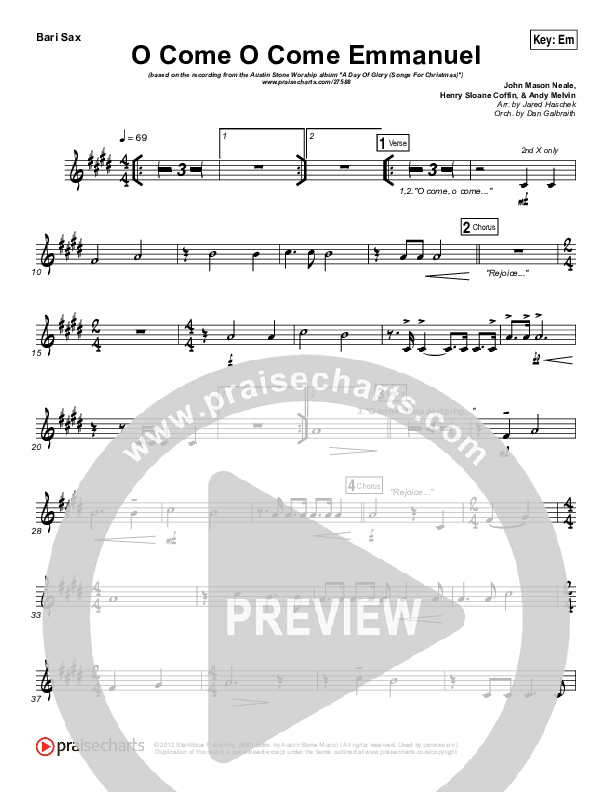 O Come O Come Emmanuel Bari Sax (Austin Stone Worship / Aaron Ivey)