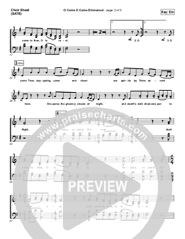 O Come O Come Emmanuel Choir Sheet (SATB) (Austin Stone Worship / Aaron Ivey)