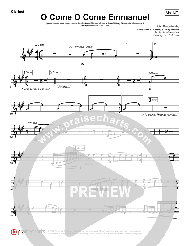 O Come O Come Emmanuel Clarinet (Austin Stone Worship / Aaron Ivey)