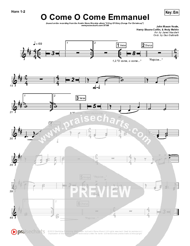 O Come O Come Emmanuel French Horn 1/2 (Austin Stone Worship / Aaron Ivey)