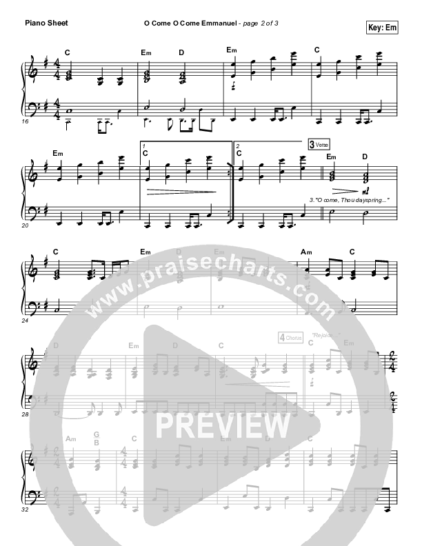 O Come O Come Emmanuel Piano Sheet (Austin Stone Worship / Aaron Ivey)