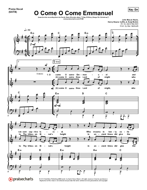 O Come O Come Emmanuel Piano/Vocal & Lead (Austin Stone Worship / Aaron Ivey)