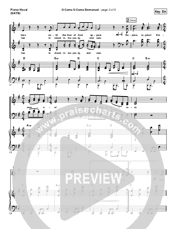 O Come O Come Emmanuel Piano/Vocal (SATB) (Austin Stone Worship / Aaron Ivey)