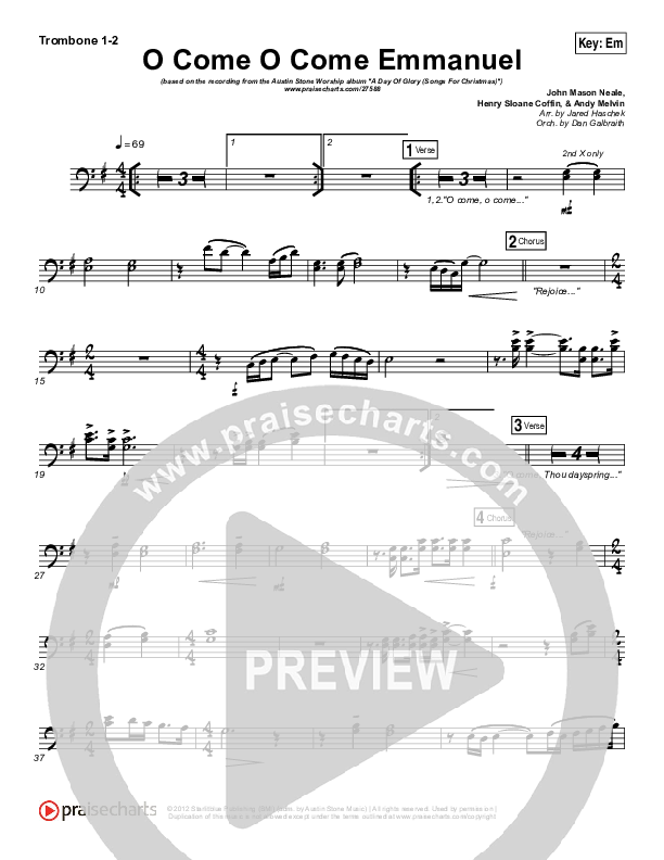 O Come O Come Emmanuel Trombone 1/2 (Austin Stone Worship / Aaron Ivey)