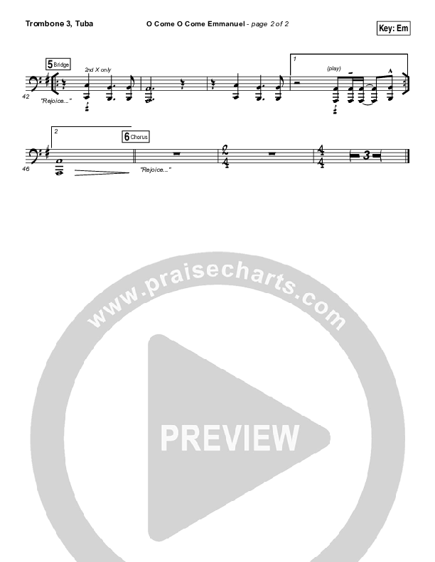 O Come O Come Emmanuel Trombone 3/Tuba (Austin Stone Worship / Aaron Ivey)