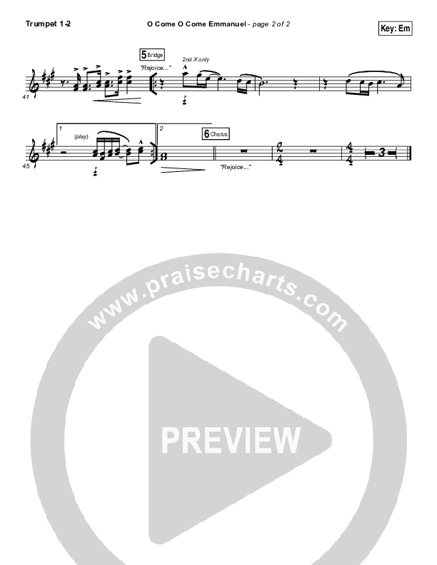 O Come O Come Emmanuel Trumpet 1,2 (Austin Stone Worship / Aaron Ivey)