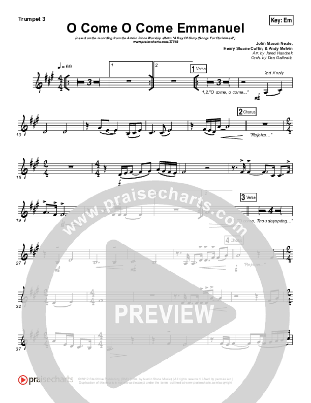 O Come O Come Emmanuel Trumpet 3 (Austin Stone Worship / Aaron Ivey)