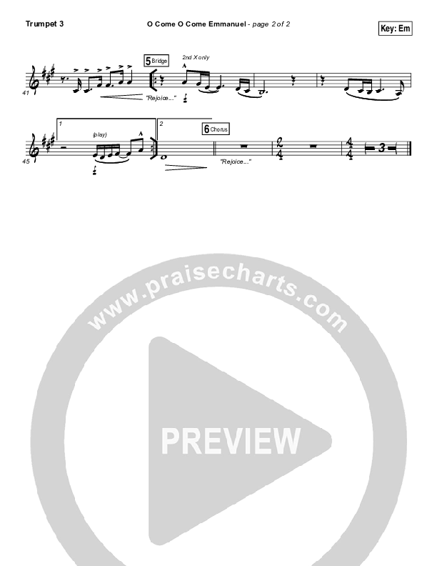O Come O Come Emmanuel Trumpet 3 (Austin Stone Worship / Aaron Ivey)