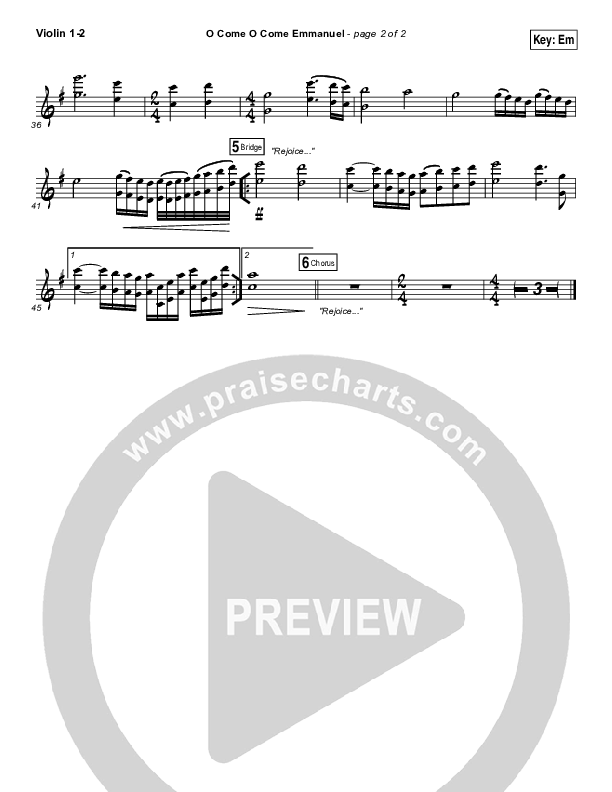 O Come O Come Emmanuel Violin 1/2 (Austin Stone Worship / Aaron Ivey)