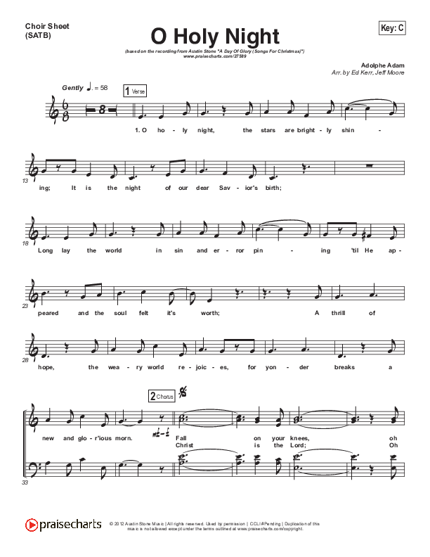 O Holy Night Choir Sheet (SATB) (Austin Stone Worship / Aaron Ivey)