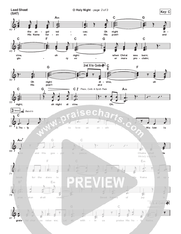 O Holy Night Lead Sheet (SAT) (Austin Stone Worship / Aaron Ivey)