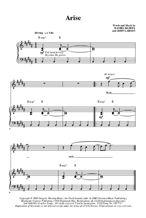Arise Piano/Vocal (SAT) (Highlands Worship)
