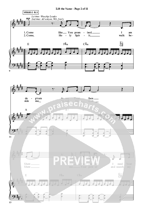 Lift The Name Piano Sheet (Highlands Worship)