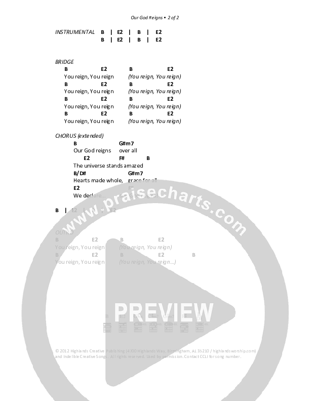 Our God Reigns Chords & Lyrics (Highlands Worship)