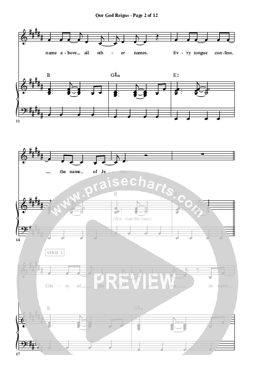 Our God Reigns Piano Sheet (Highlands Worship)