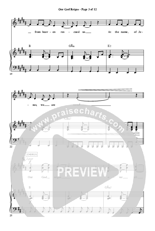 Our God Reigns Piano Sheet (Highlands Worship)