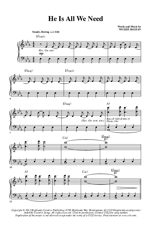 He Is All We Need Piano Sheet (Highlands Worship)
