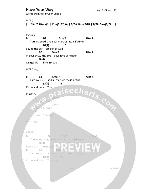 Have Your Way Chords & Lyrics (Highlands Worship)