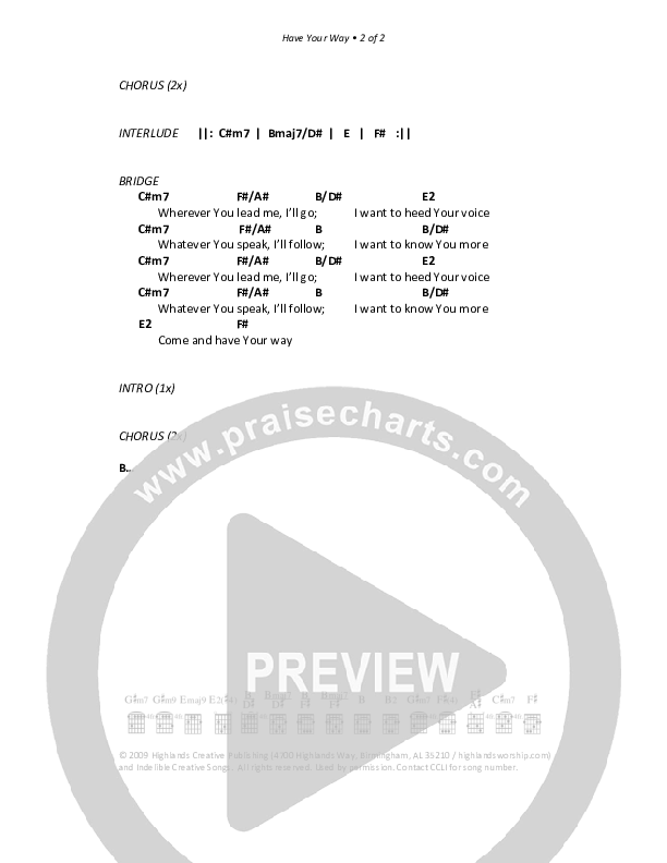 Have Your Way Chords & Lyrics (Highlands Worship)