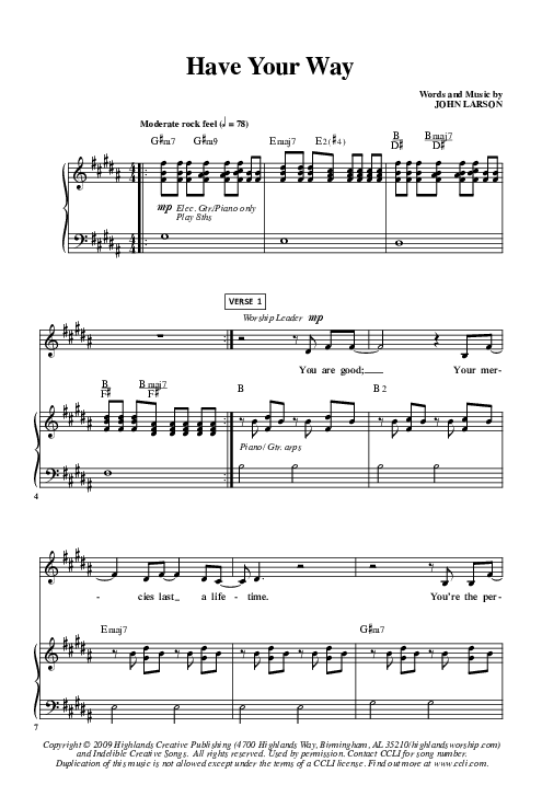 Have Your Way Piano/Vocal (Highlands Worship)