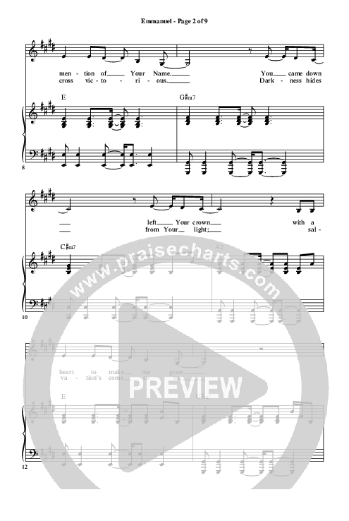Emmanuel Piano Sheet (Highlands Worship)