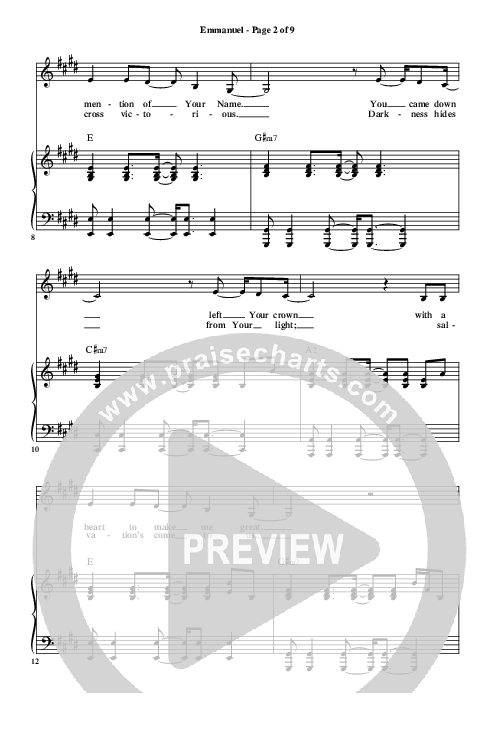 Emmanuel Piano Sheet (Highlands Worship)