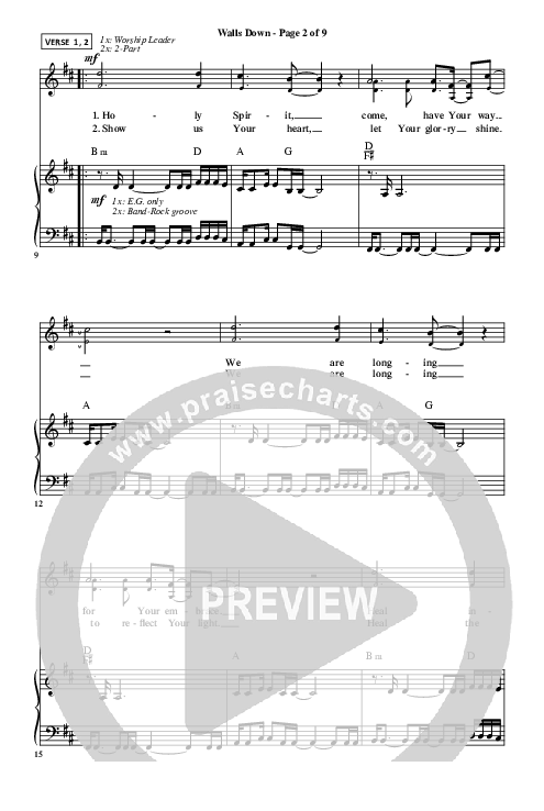 Walls Down Piano/Vocal (Highlands Worship)