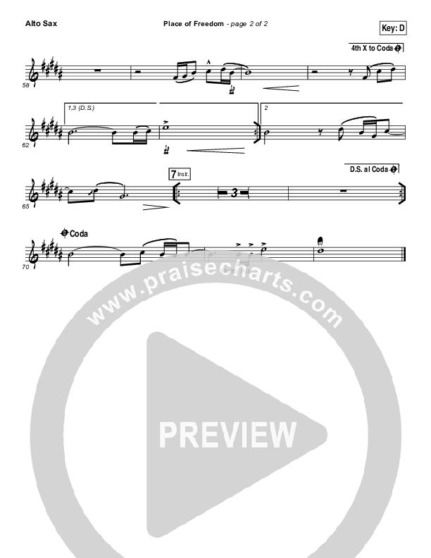 Place Of Freedom Alto Sax (Highlands Worship)