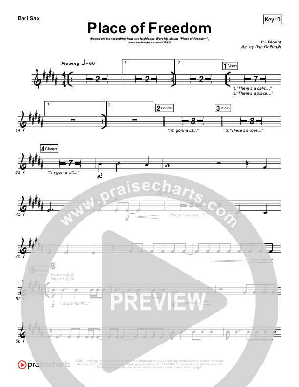 Place Of Freedom Bari Sax (Highlands Worship)