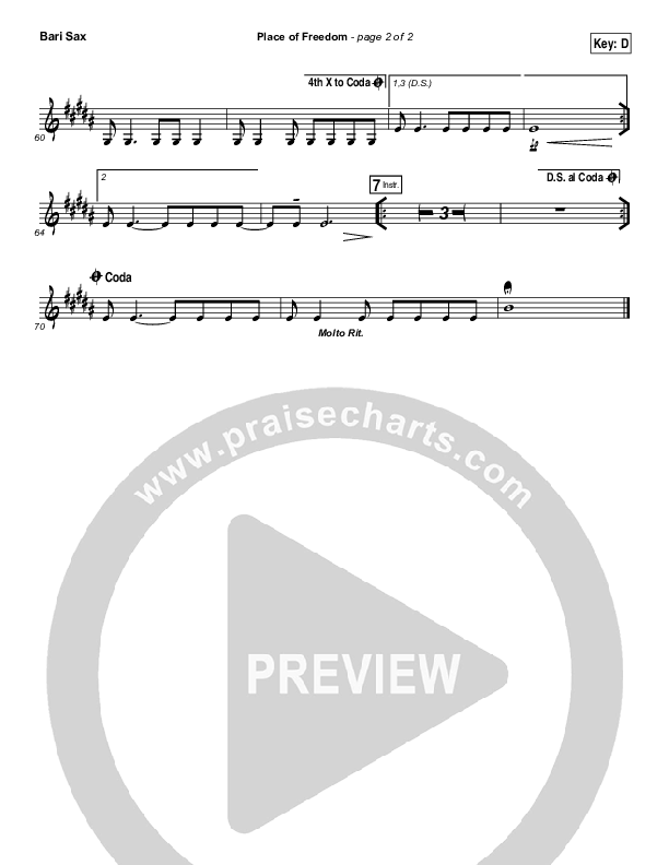 Place Of Freedom Bari Sax (Highlands Worship)