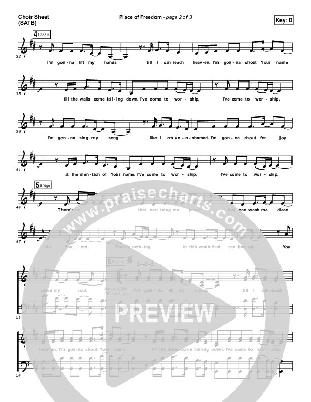 Place Of Freedom Choir Sheet (SATB) (Highlands Worship)