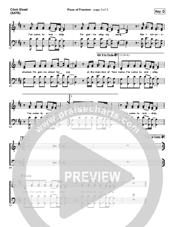 Place Of Freedom Choir Sheet (SATB) (Highlands Worship)