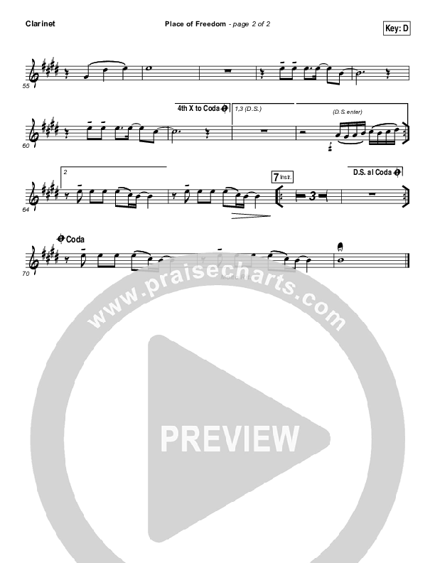 Place Of Freedom Clarinet (Highlands Worship)