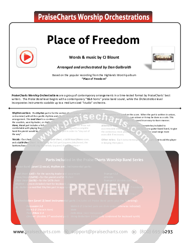 Place Of Freedom Cover Sheet (Highlands Worship)