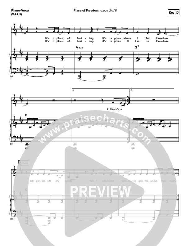Place Of Freedom Piano/Vocal (SATB) (Highlands Worship)
