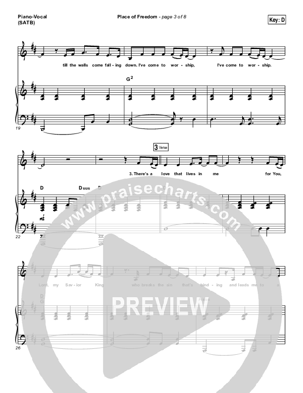 Place Of Freedom Piano/Vocal (SATB) (Highlands Worship)