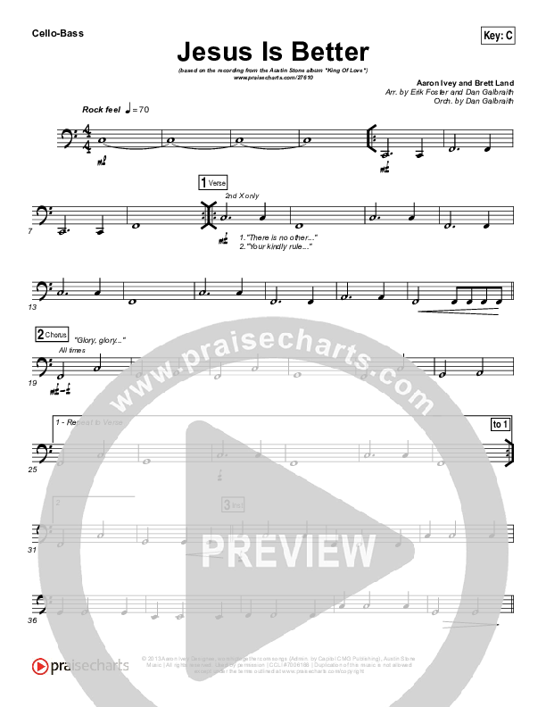 Jesus Is Better Cello/Bass (Austin Stone Worship / Aaron Ivey)