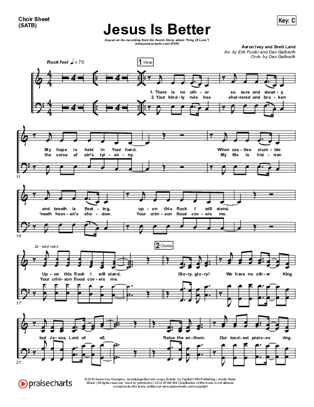 Jesus Is Better Choir Sheet (SATB) (Austin Stone Worship / Aaron Ivey)