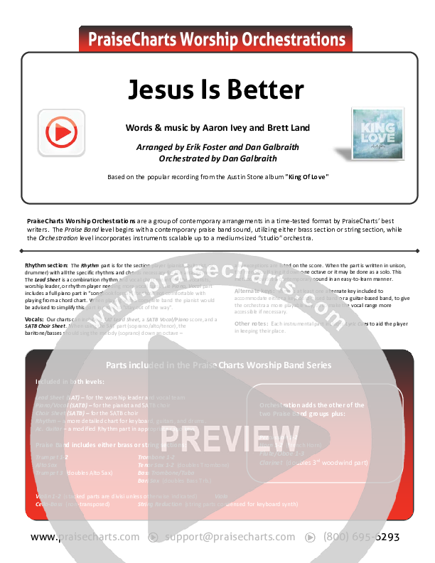 Jesus Is Better Cover Sheet (Austin Stone Worship / Aaron Ivey)