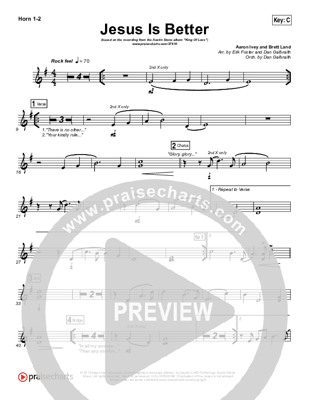 Jesus Is Better French Horn 1/2 (Austin Stone Worship / Aaron Ivey)