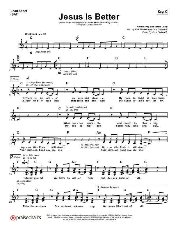 Jesus Is Better Lead Sheet (SAT) (Austin Stone Worship / Aaron Ivey)