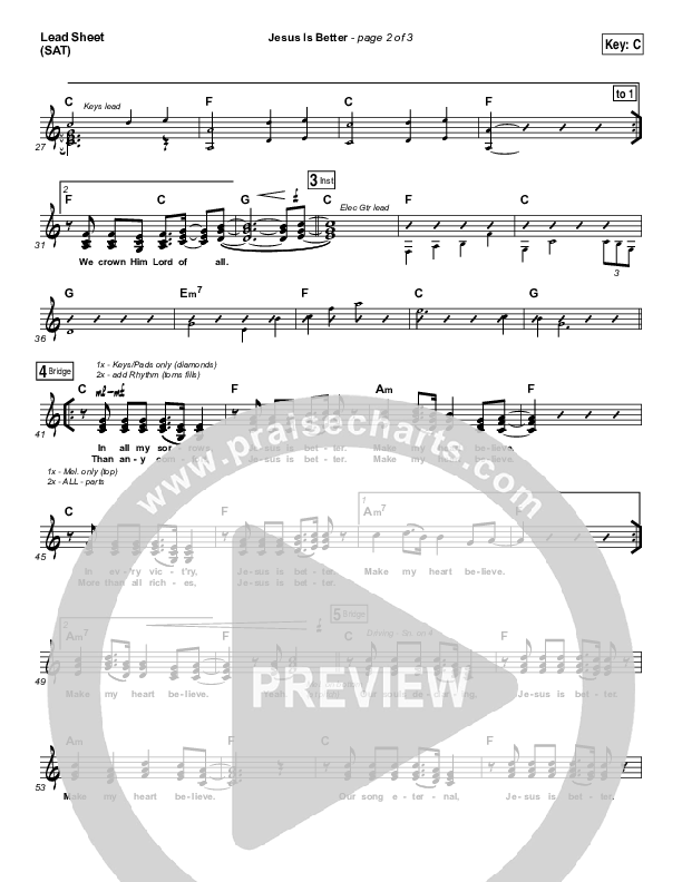 Jesus Is Better Lead Sheet (SAT) (Austin Stone Worship / Aaron Ivey)