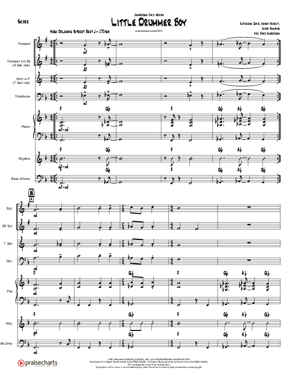 Little Drummer Boy (Instrumental) Conductor's Score (Brad Henderson)