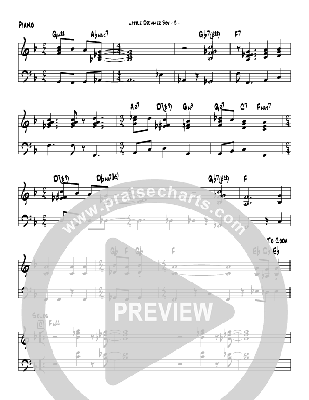 Little Drummer Boy (Instrumental) Piano Sheet (Brad Henderson)