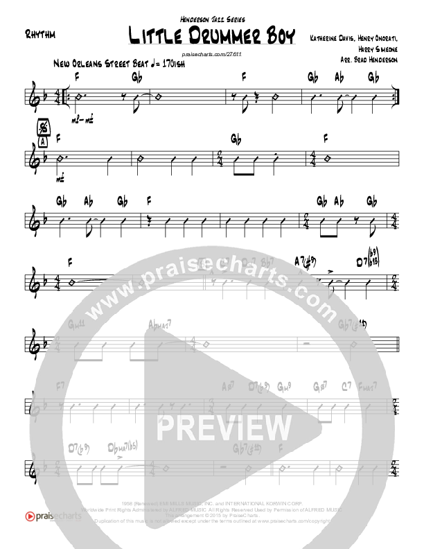 Little Drummer Boy (Instrumental) Rhythm Chart (Brad Henderson)