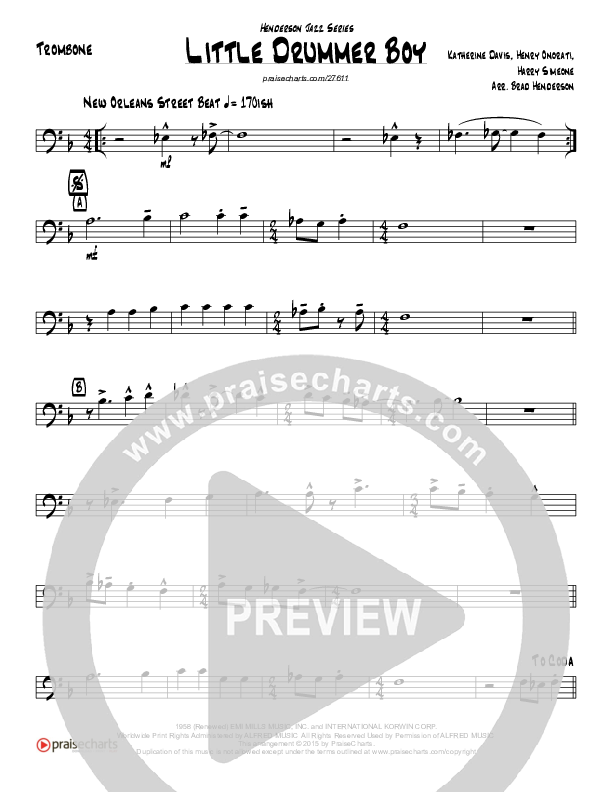 Little Drummer Boy (Instrumental) Trombone (Brad Henderson)