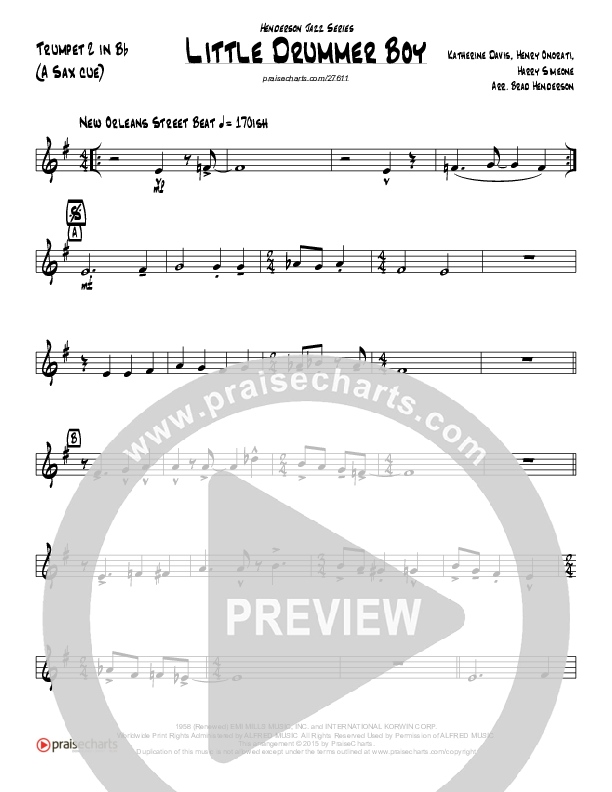 Little Drummer Boy (Instrumental) Trumpet 2 (Brad Henderson)