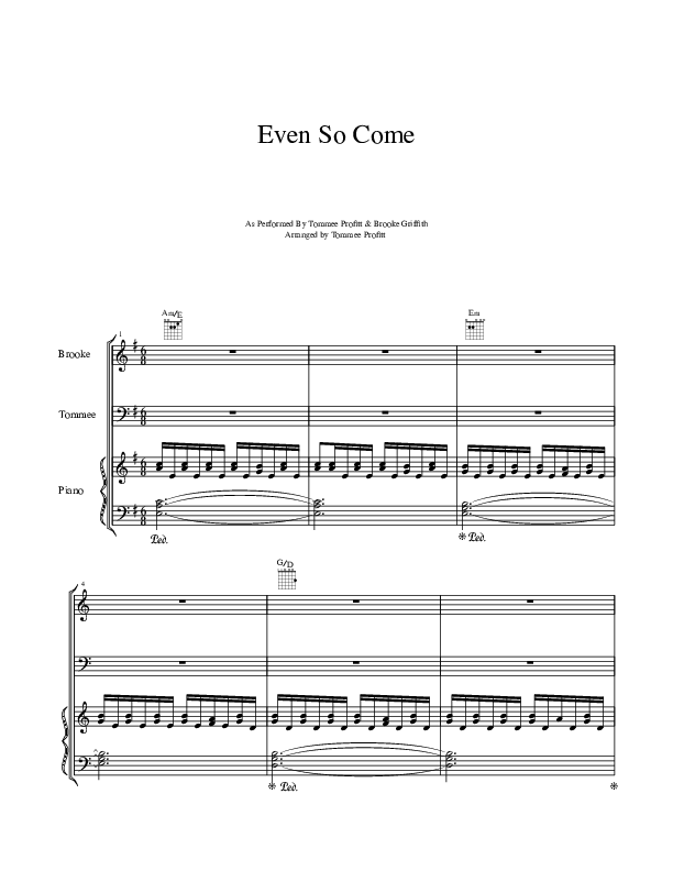 Even So Come Piano/Vocal (Tommee Profitt & Brooke Griffith)