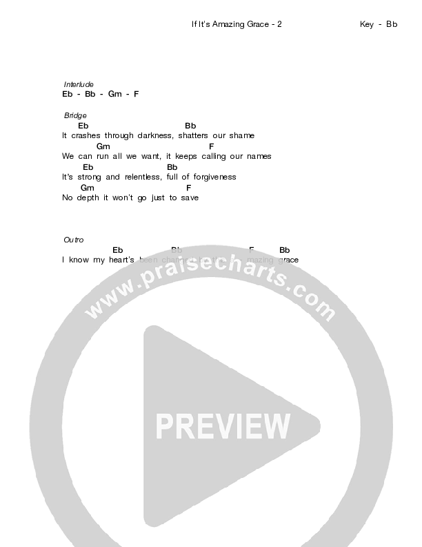 If It's Amazing Grace Chords & Lyrics (Stars Go Dim)