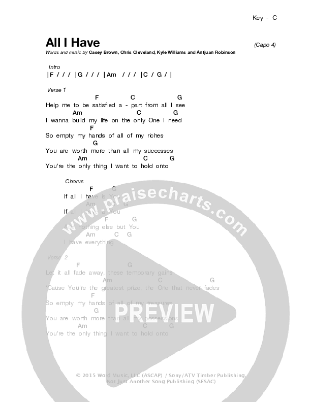 All I Have Chords & Lyrics (Stars Go Dim)